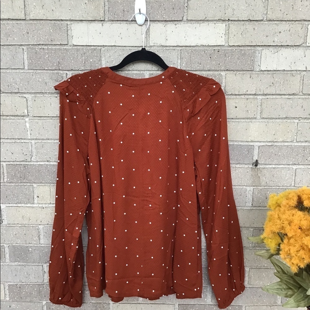 a.n.a Woman’s smocked Neck Long Sleeve Top - Picture 4 of 9
